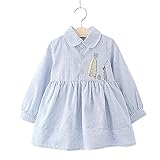 子供服 長袖 ワンピース 女の子 綿100％ 中小児童 秋冬着用清楚系縦ストライプのワンピース 3-8歳 新型韓国スタイル (140cm, ブルー)