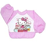 ハローキティ お食事エプロン 長袖エプロン スモック キッズ 女の子 ガールズ j-kuz17 ピンク