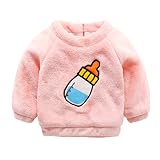 Elfin Parkベビー ふわふわ トレーナー もこもこ 起毛 プルオーバー 厚手 防寒保温 長袖 Tシャツ キッズ 新生児 あったか かわいい 秋 冬 ピンク100