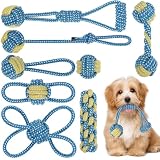 ETACCU 犬ロープおもちゃ 犬おもちゃ 犬 おもちゃ ロープ犬用玩具 犬噛むおもちゃ ペット用 コットン ストレス解消 丈夫 耐久性 清潔 歯磨き 玩具 ロープ 紐玩具 小/中型犬に適用 壊れない インタラクティブ 紐玩具 人気 8個セット dog toy ドッグトイズ 運動不足対策 (小型犬&仔犬 ブルーセット)