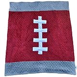 Cozy Wozy Football Themed Minky Baby Blanket, Crimson Red/Gray, 30 x 36 by Cozy Wozy