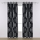 Deconovoリーフ箔印刷ブラックアウトカーテン W52 x L63 Inch グレー CT0536D-1
