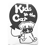 ブラック（黒） 犬 パグ お座り 風船 Kids in the car キッズ イン ザ カー キッズインカー ステッカー 窓ガラス用シールタイプ 車 戌...