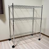 スチールラック 3段 幅75 奥行き35 高さ90cm キャスター付き ワイヤーラック メタルシェルフ