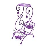 フラワースタンドアイアンフラワーシェルフマルチレイヤーフラワーリビングルームバルコニーフラワーポットスタンド屋内 (Color : Purple)