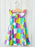 Caldia カルディア ベビー 涼感 ブロック柄 ワンピース 赤ちゃん 女の子 ベビー服 ワンピ 90㎝ パープル