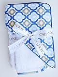 Caden Lane Ikat Collection Mod Hooded Towel Set, Blue, Infant by Caden Lane