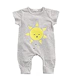 エルフ ベビー(Fairy Baby)ベビー服 ロンパースカバーオール 半袖 夏 可愛い太陽柄 グレー サイズ：66
