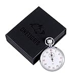 OneTigris 手巻き式アナログストップウォッチ　懐かしい懐中式時計505　最小目盛（秒）：1/10　シルバー　プレゼント用　刻印可能