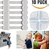 6 Child Safety Locks + Bonus 4 Baby Proofing Corner Guards & Reusable with Extra 3M Adhesive. Baby P