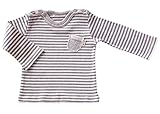 yuga☆ボーダー・Tシャツ グレー 90cm オーガニックコットン100% ベビー 服 男の子 女の子 兼用 トップス Tシャツ 長袖 ロンT 出産祝い プレゼント 綿100%