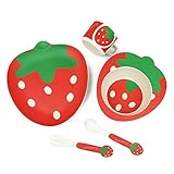 Carfeny ベビー食器 子供用食器セット エコ竹繊維製品 5pcs (レッド)