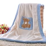 Lemonda 超柔らかいサンゴのベルベット製 ブランケット ベビーブランケット 出産祝い ひざ掛け ベビー ひざかけ 100 x 75cm (ブルー)