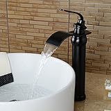 Wovier Oil Rubbed Bronze Waterfall Bathroom Sink Faucet,Single Handle Single Hole Vessel Lavatory Fa