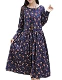 Galette des Rois（ガレット デ ロワ） d03 ワンピース レディース マキシ丈 カントリー 長袖 膝下 カジュアル レディース マタニティ 花柄 d03 (06XXL, ネイビーブル