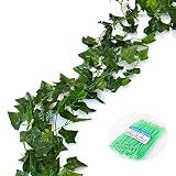 12 pcs人工シルクGreeneryチェーンアイビーウェディングガーランドwith 100個ナイロンケーブルタイ