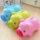 3pcsかわいいブタ貯金箱保存お金ボックス(ピンク、グリーン、ブルー)