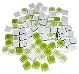 ガラス 四角 形 モザイク タイル クラフト ハンド メイド 日曜 大工 DIY 飾り 付け 素材 材料 (1cm角 グリーン系)