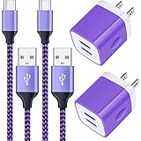 【2ポート タイプc 充電器*2個+type cケーブル*2本*2M】usbコンセント スマホ充電器 タイプｃケーブル android充電ケーブル アンドロイド 充電器 充電アダプター 携帯充電器 xperia充電器 galaxy急速充電器 コンパクト usb 2ポート スマホケーブル usb type cケーブル usb cケーブル usb充電コード 携帯ケーブル type c充電コード 紫