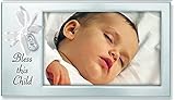 BLESS THIS CHILD - BABY Photo Frame - SATIN Silver STEEL 8 X 4 KEEPSAKE for NEW PARENTS Infant - CHR