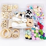 Mamimami Home はがため 歯固め 安全素材 シリコーンおしゃぶり　木製ビーズ　チュアブルリング　コットン糸など 何もかもそろっている 材料パッケージ DIY 幼児玩具 ベビージム 授乳用ネ