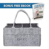 デラックスベビーおむつバッグキャディオーガナイザーby ishode – Large NurseryストレージバスケットW / Removableディバイダーforおむつ、ワイプ、Burp Cloth