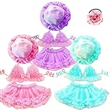 キャンディーカラ―　フリル水着＆帽子付き　ビキニ+スカートタイプ　3色展開　2T-9T(Aピーチピンク,80(2T)) [並行輸入品]