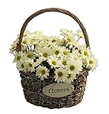人工花は偽の花デイジーホワイトバスケット花バスケットハンギング