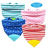 メタUベビービブとTeether Two In One | 安全なシリコーン| オーガニックコットン (4パック)