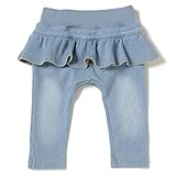 フリルつきデニムパンツ サックス 70