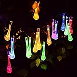「KYC」　6m30球　LED　ソーラー　ストリングライト カラフル　RGB　水滴　雫型　クリスマスイルミネーションライト　光センサー内蔵　自動点灯　2発光モード　防水防雨