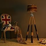 AMOS フロアランプ鉄のリビングルームの垂直テーブルランプホテルシンプルな三角の固体の木のランプ ( 色 : A )