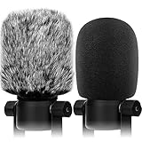 ウィンドスクリーン ポップフィルター Rode Podmic Procaster Podcaster NT1 NT1-A NT2-A NT-USB K2 NT1000 NT2000 マイクフォームカバー + Furry Wind Muff マイクカバー Rode Podmic対応 コンボ 2パック