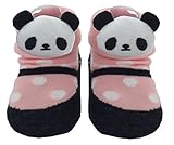 ツイン ベビーソックス パンダマスコット付 11-13cm ドット靴 ピンク