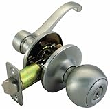 Design House 781849 Scroll 2-Way Latch Entry Door Knob and Handle, Adjustable Backset, Satin Nickel 