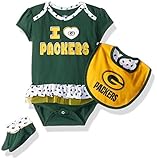 NFL 女の子 新生児 Team Loveシリーズ ボディスーツ よだれかけ・靴下付き グリーン