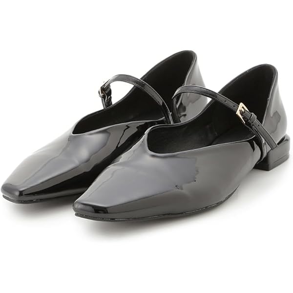 Amazon | [ミラオーウェン] スクエアトゥチュールドットバレエシューズ