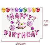 ピンク　ハッピーバースデー　お誕生日　バルーン　くま　木馬　ほにゅうびん　風船　送料無料