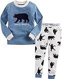 [Vaenait Baby]キッズ12ヶ月-9歳綿100％ルームウェア長袖パジャマ寝間着上下セット Funny Bear Blue 100