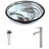 Mezzoシリーズdeco-glass容器シンクでエメラルドWisp with Fann蛇口でつや消しニッケル