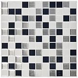 RoomMates Black & White Mosaic StickTILES, 4-pack 10.5" X 10.5" [並行輸入品]