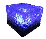 Cherrys Garden 点灯保証 ソーラー 充電 LED ガーデン キューブ ライト 防水 自動点灯 仕様 7ｃｍ × 7ｃｍ ガラス (青)