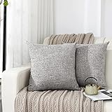 Silky Bunny クッションカバー 60 x 60cm 北欧 おしゃれ ソファ背当て リネンの質感 座布団カバ ー 無地 隠しジッパー装飾枕カバ ー ライトグレー 2枚セット