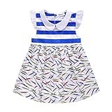Cutelove 子供ドレス ガールズ 女の子 綿 人形の襟 鉛筆プリント 春夏 キッズ ブルーストライプ 可愛い ノースリーブ おしゃれ ワンピース プリンセスドレス
