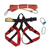 Lovoski ポリエステル繊維　スチール製　ロック　クライミング　登山ハイレベルなどの作業　キット　安全ハーネス+懸垂下降ビレイ+カラビナ+ 10Mロープ
