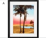 アートパネル 新築 お部屋のインテリアに 風景 絵 ヤシの木 海 ビーチ 夕日 60*80 50*70 40*60 30*40 (30×40, A)