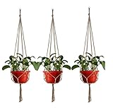 KUWAN®鉢 吊るす マクラメ 麻縄 植木鉢 植物ハンガーネット　 屋内屋外植物ホルダ 3PCS