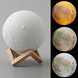 aissimio 3d印刷MoonランプUSB充電LED Night Light Moonlight夜ライトギフトカラーChangingホームデコレーションwithリモート13 cm 15cm ホワイ