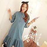 [cd108793】マタニティ　ワンピース産前産後 授乳服 ワンピース (フリー, ブルー)