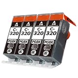 BCI-320 (PGBK/顔料ブラック)【4本セット】 最新 互換 インクカートリッジ 《ICチップ搭載・残量表示対応》 320 320PGBK 純正同様の顔料インク Canon キャノン (対応機種: PIXUS MP990 MP980 MP640 MP630 MP620 MP560 MP550 MP540 MX870 MX860 iP4700 iP4600 iP3600 )【STAR JET製】